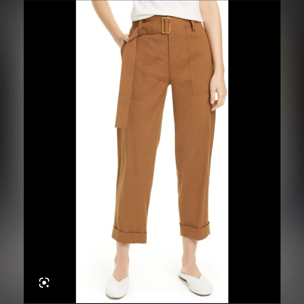 Vince Belted Linen Blend Pants, size XS